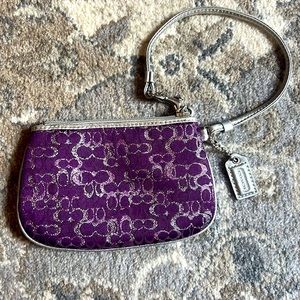 Coach wristlet sparkle purple silver wrist strap